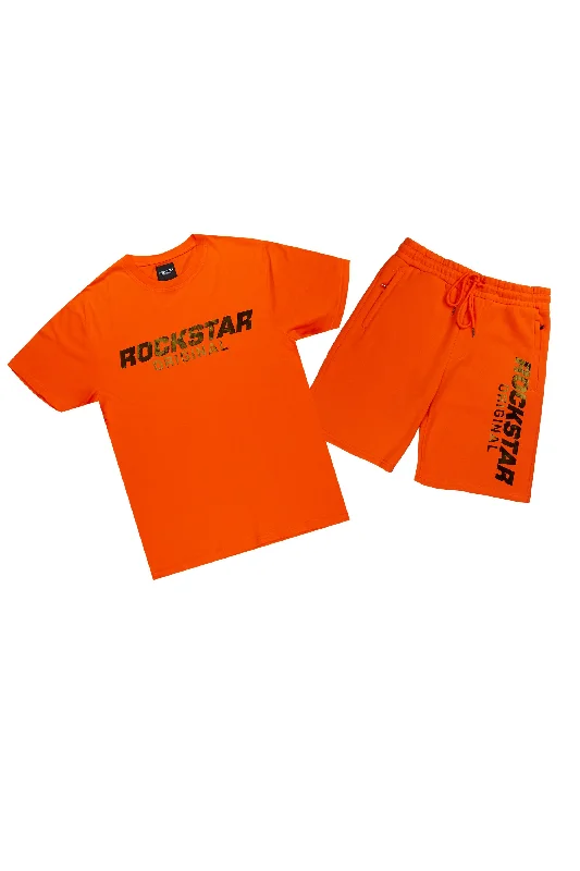 Ochre Orange Graphic T-Shirt Short Set