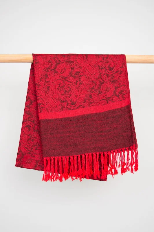 Pashmina Scarf, Red Paisley