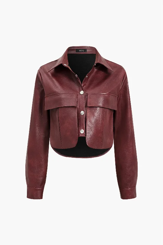 Faux Leather Pocket Jacket