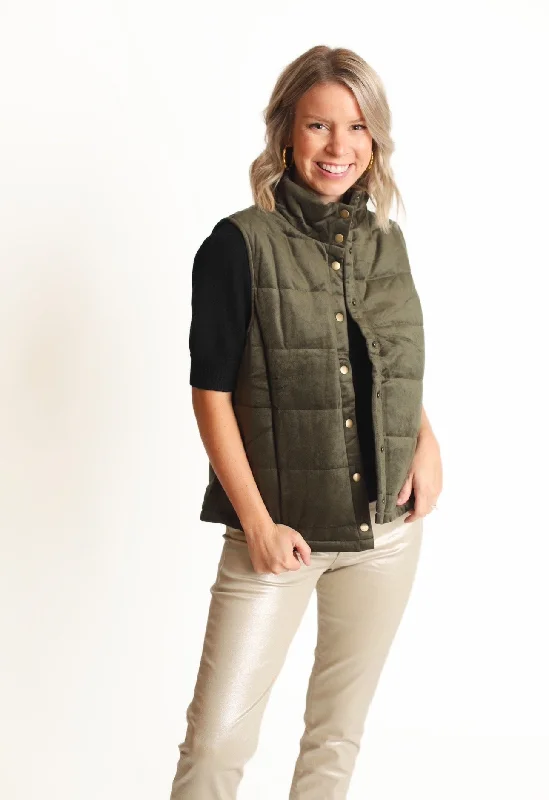 The Velvet Vest- Olive