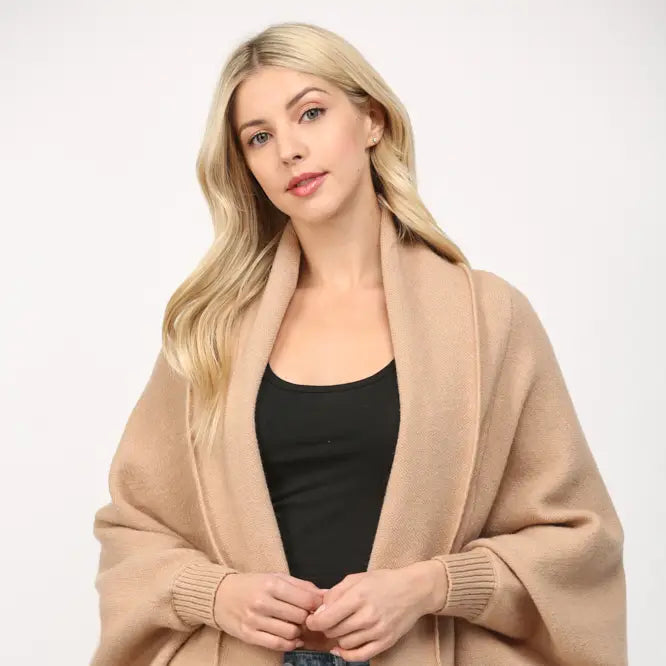 Shawl Collar Open Cardigan - Taupe