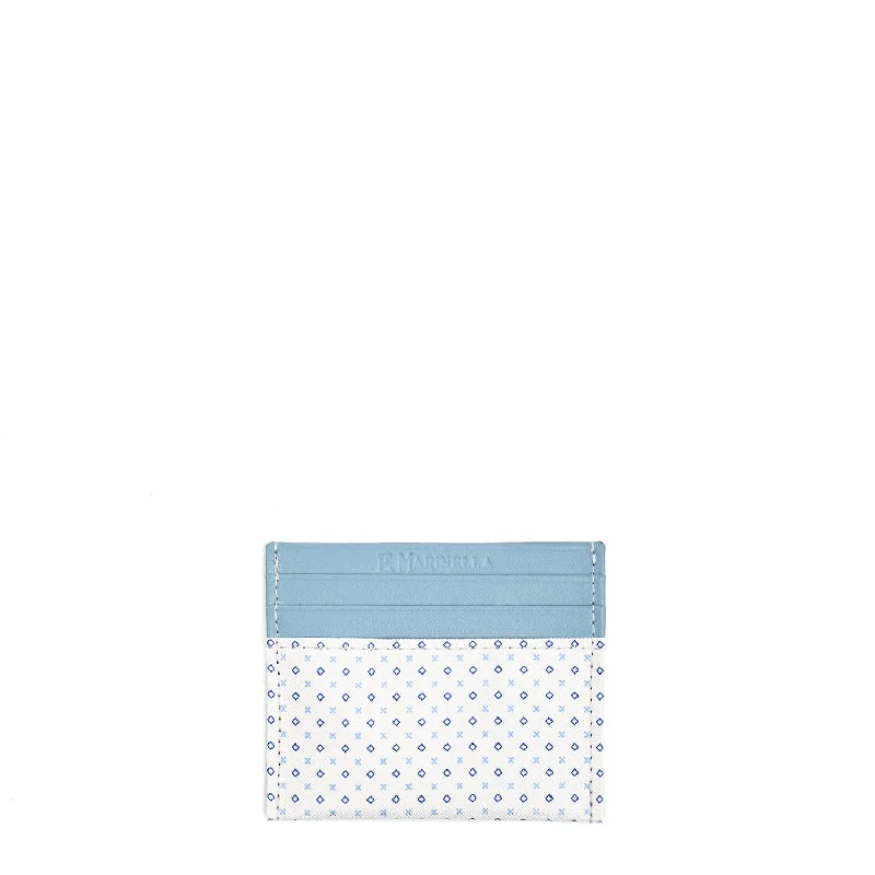 WHITE LEATHER AND SILK CREDIT CARD HOLDER