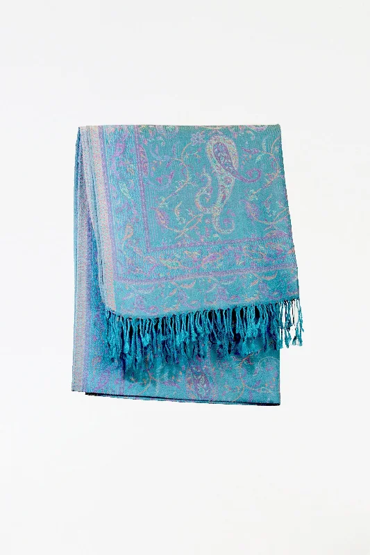 Pashmina Scarf, Teal Paisley