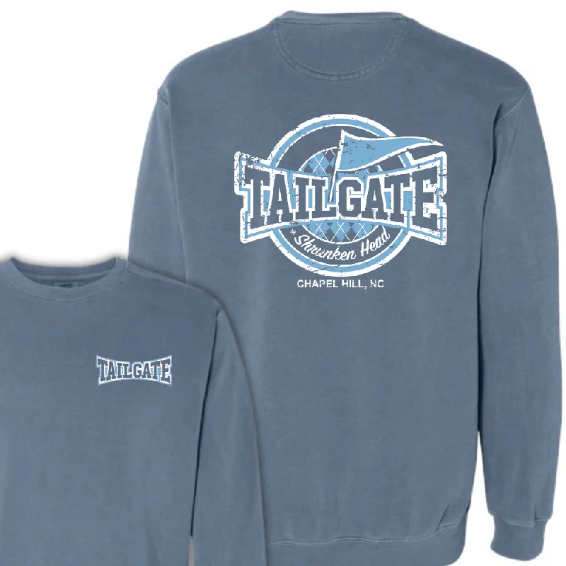 TAILGATE by Shrunken Head Logo Comfort Colors Adult Crewneck in Blue Jean