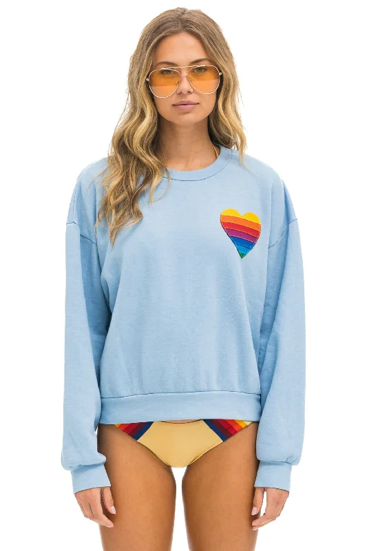 RAINBOW HEART STITCH RELAXED CREW SWEATSHIRT - ICE