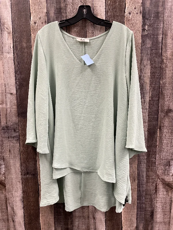 Top Long Sleeve By Cme In Green, Size: 2x