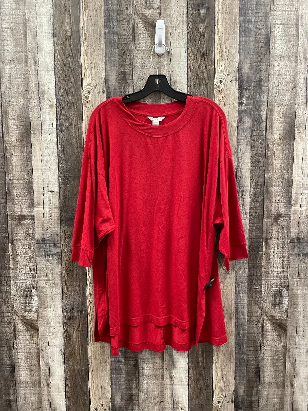 Athletic Top Long Sleeve Crewneck By Athleta In Red, Size: 1x