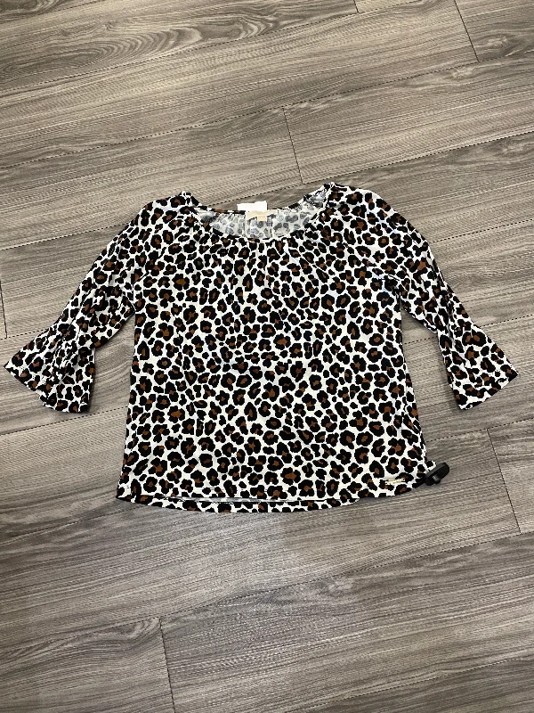 Top Long Sleeve By Michael Kors In Animal Print, Size: M