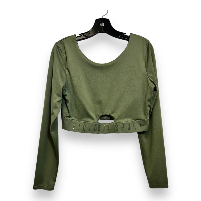 Athletic Top Long Sleeve Crewneck By Victorias Secret In Olive, Size: L