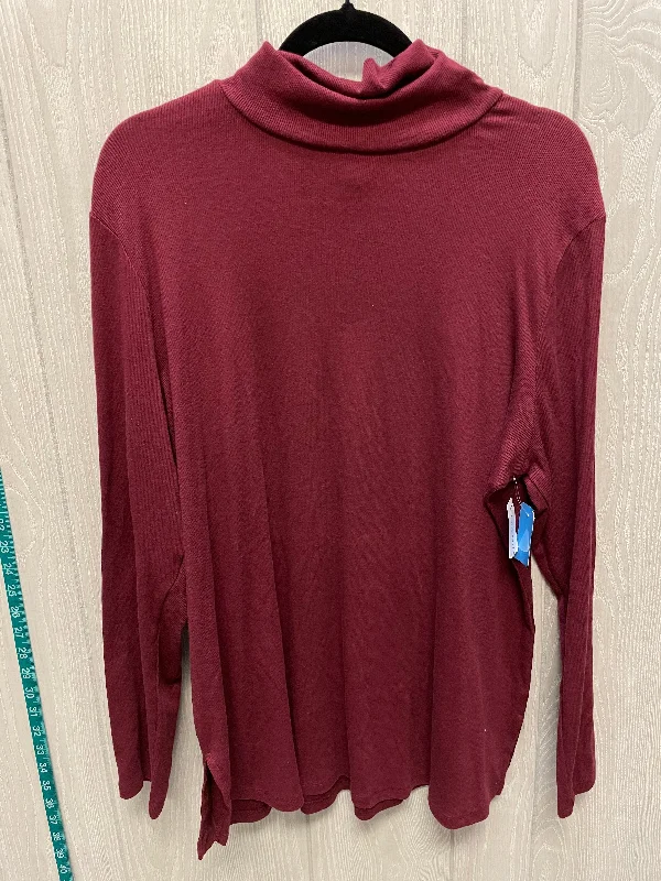 Top Long Sleeve By Lane Bryant In Maroon, Size: 1x