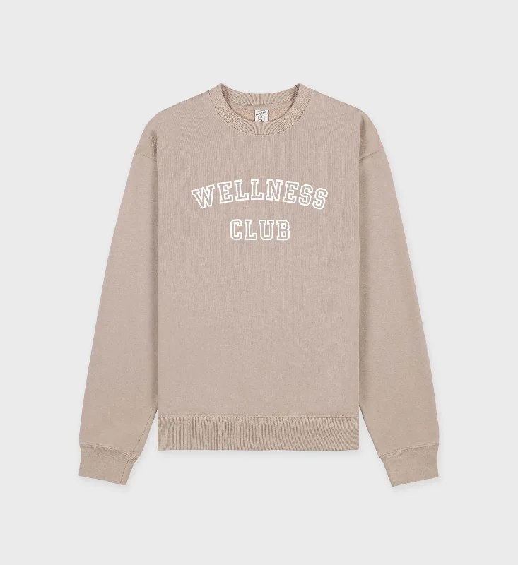 Wellness Club Flocked Crewneck - Elephant/White