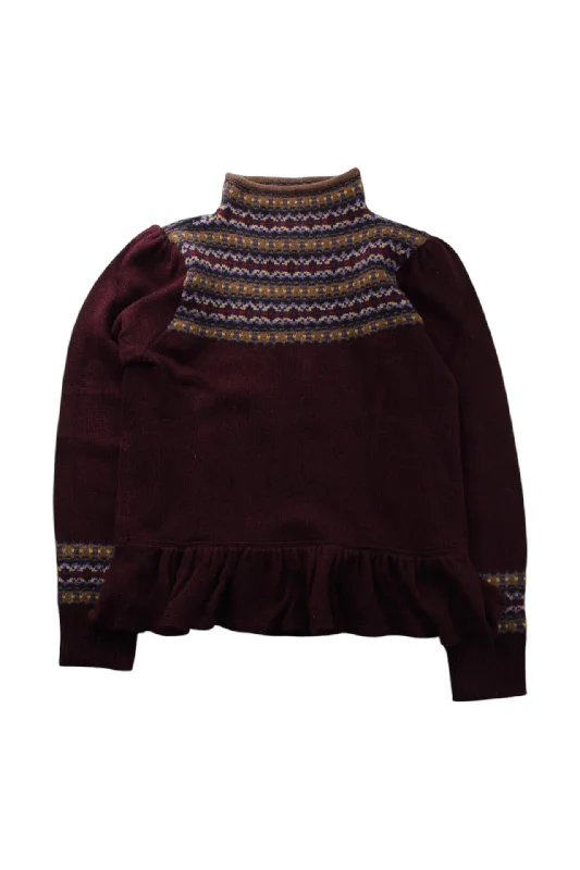 Polo Ralph Lauren Knit Sweater With Ruffle Hem, Size 8-10Y