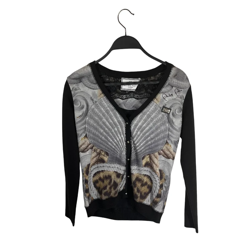 PHILIPP PLEIN/Cardigan/Graphic/Cotton/BLK/sea shell