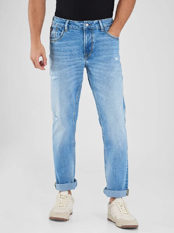 Spykar Blue Regular Fit Mid Rise Jeans For Men