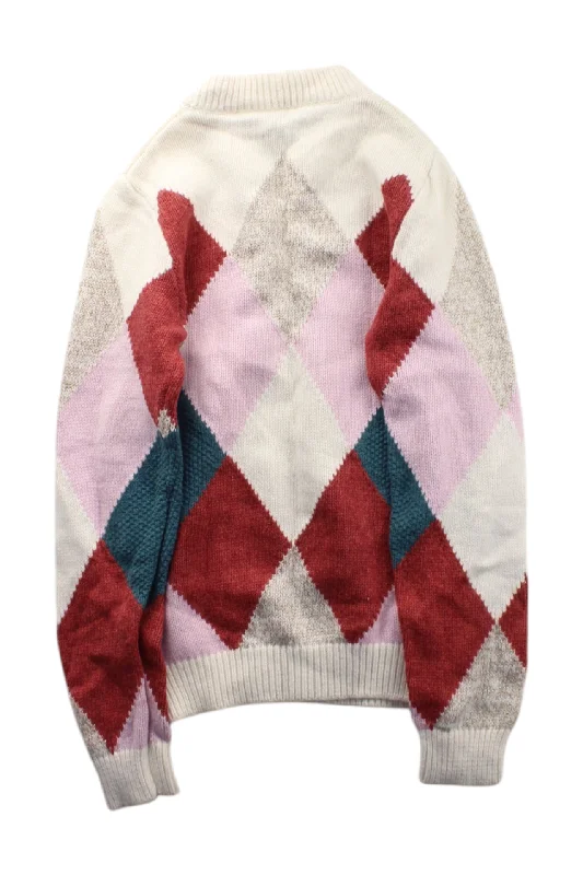 Velveteen Argyle Knit Sweater 8-10Y