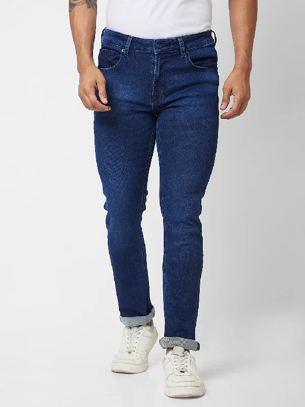 Spykar Mid Rise Regular Fit Blue Jeans For Men