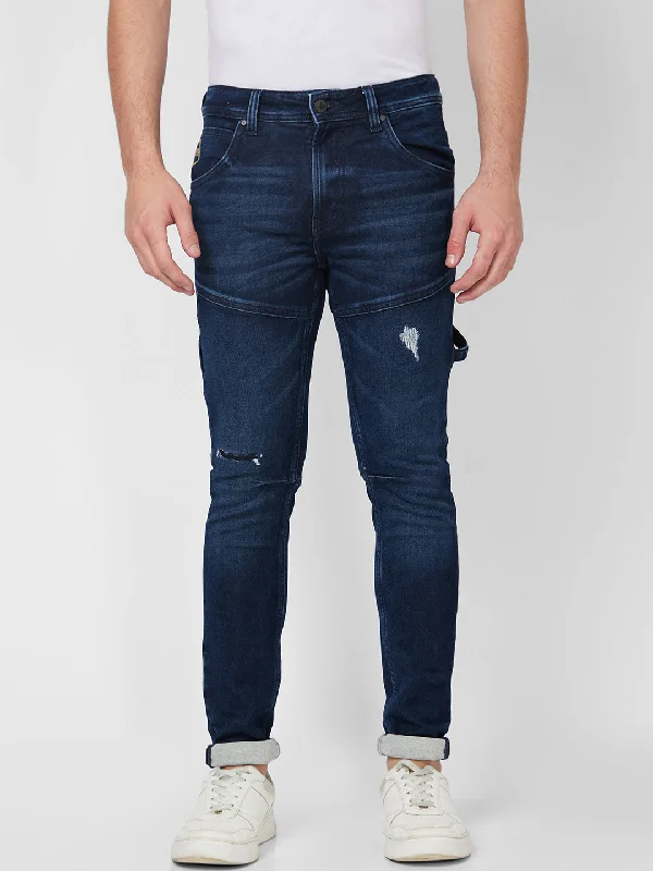 Spykar Mid Rise Regular Fit Blue Jeans For Men