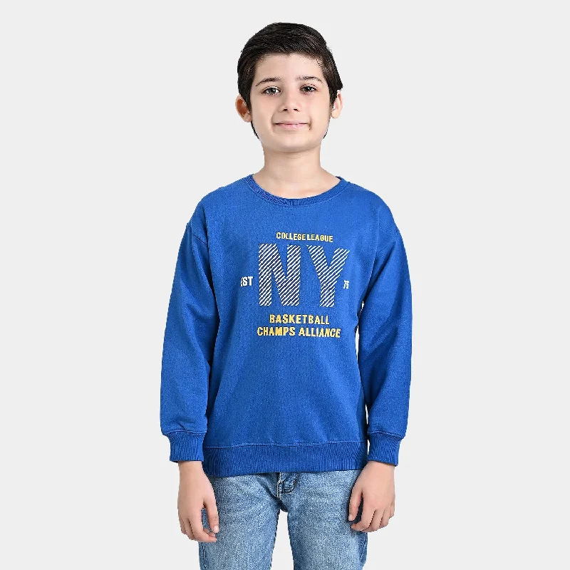 Boys Cotton Terry Sweatshirt Basket Ball Champs-Blue