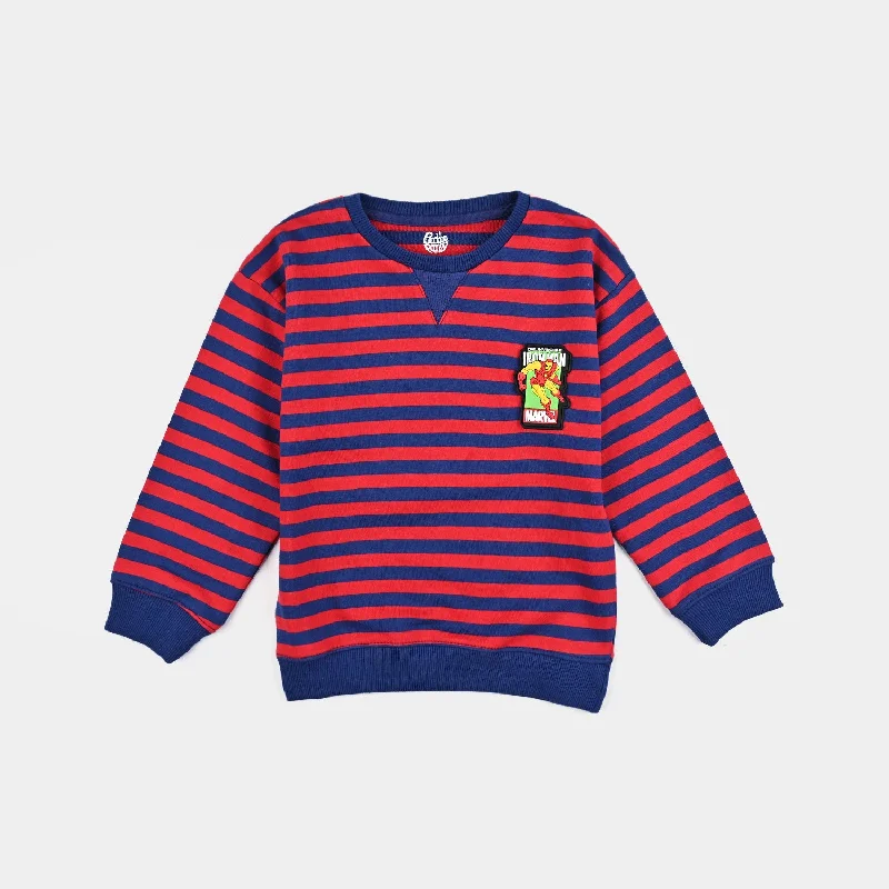 Boys Cotton Terry Sweatshirt Character-Navy/Red